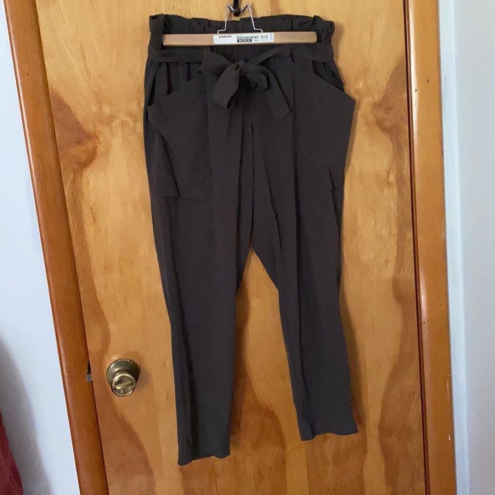 Athletic Skyline Paper Bag Belted Pants- Petite